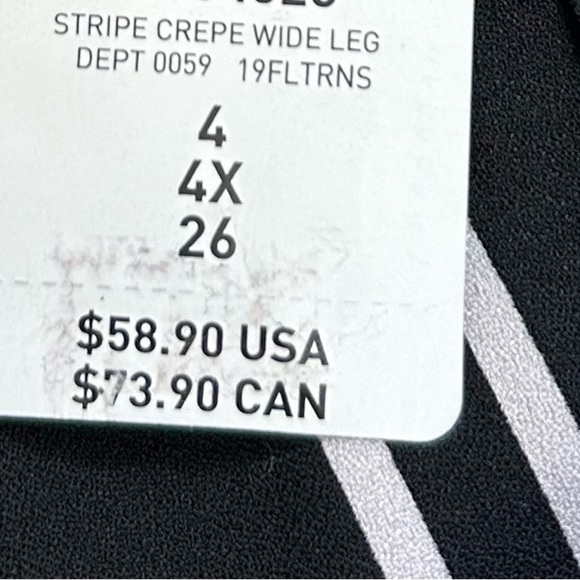 Torrid/ NWT/ Black Stripe Tie Front Wide Leg Pant/ size 4 /STRIPE CREPE WIDE LEG - Picture 8 of 12